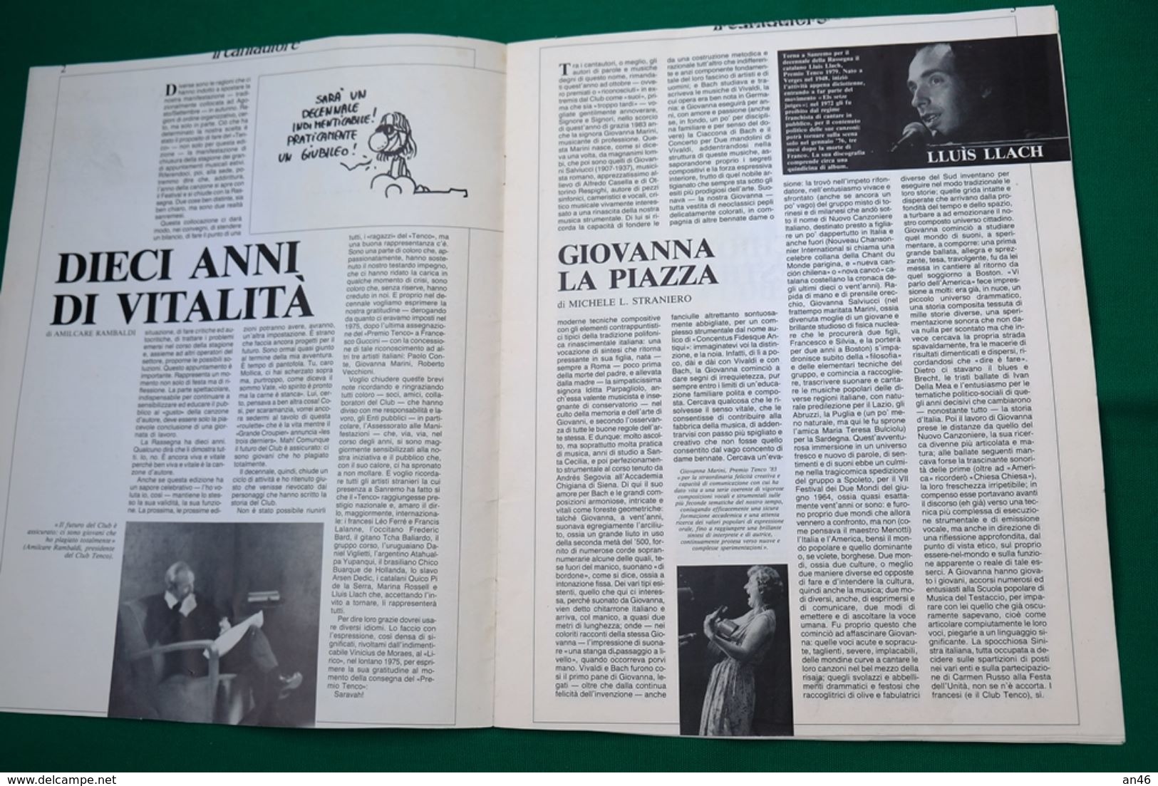 IL CANTAUTORE TENCO '83 SANREMO 6.7.8.OTTOBRE 1983 "CANTAUTORI OTTOBRE" DECIMA RASSEGNA CANZONE D'AUTORE- - Altri