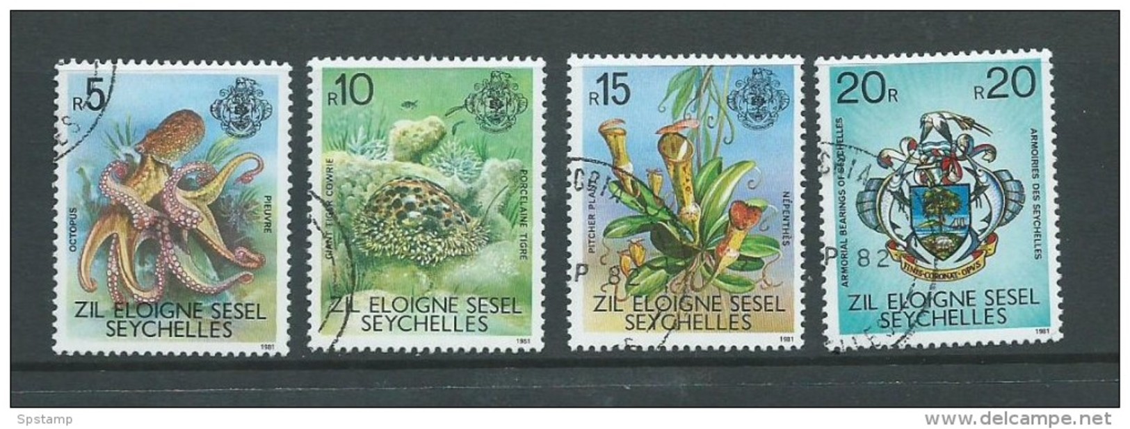 Seychelles Zil Eloigne Sesel 1981 Fauna Definitives The 4 High Values VFU Marine Life - Seychellen (1976-...)