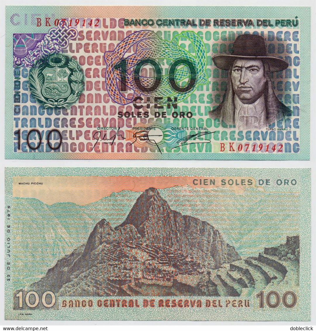 PERU - 100 SOLES DE ORO NOTE P-114 1976 - UNC - Pérou