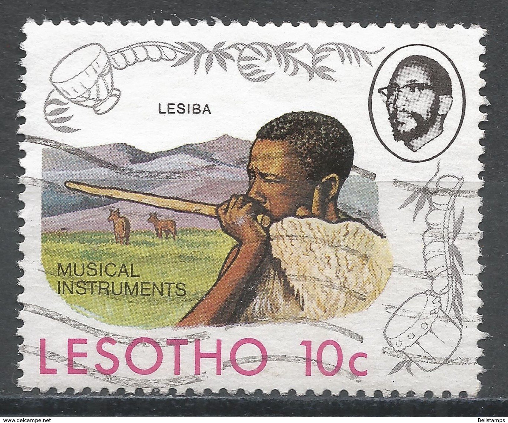 Lesotho 1975. Scott #175 (U) Musical Instrument, Lesiba * - Lesotho (1966-...)