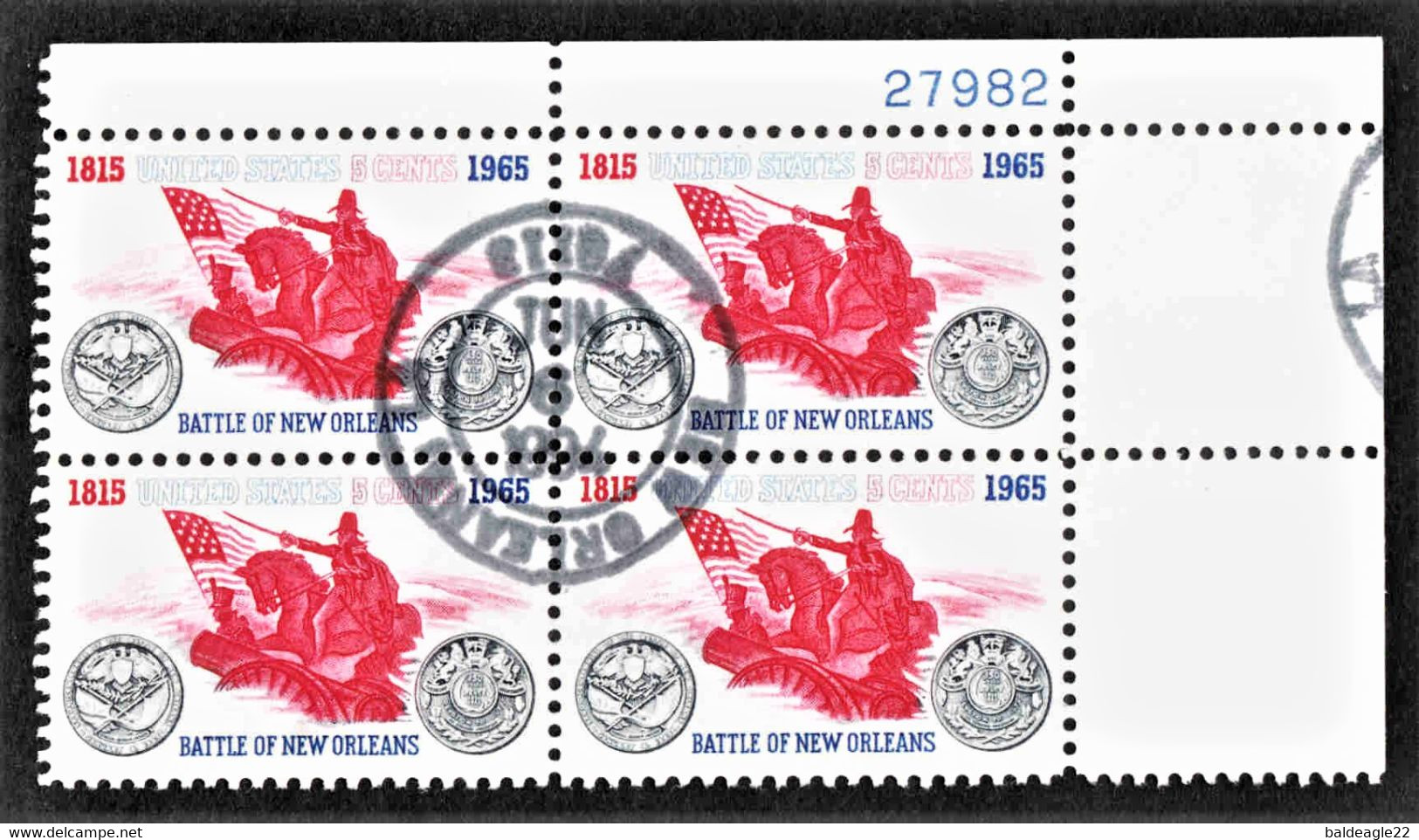 United States - Scott #1261 Used - Plate Block Of 4 (1) - Plaatnummers