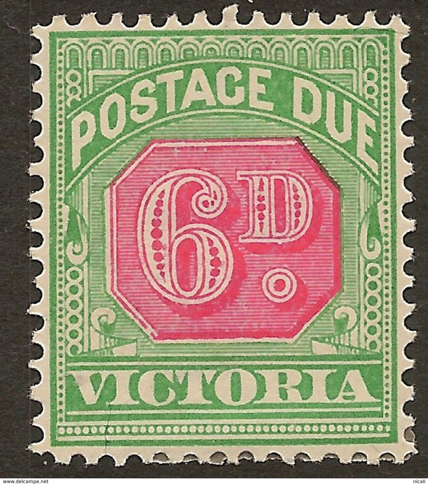 VICTORIA 1895 6d Postage Due SG D16 HM #ABI331 - Ungebraucht