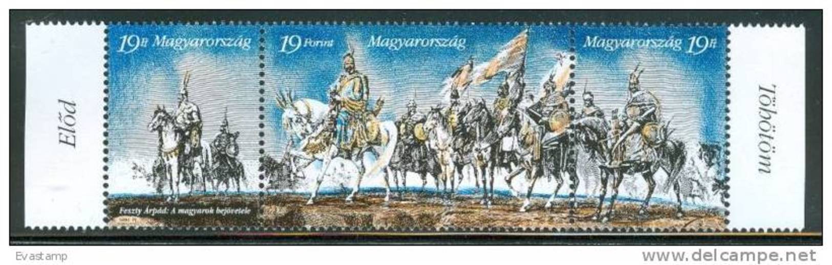 HUNGARY - 1994. Feszty Panorama(Art,Painting,Horse,History) Stripe I. MNH!! Mi:4289-4291 - Ongebruikt