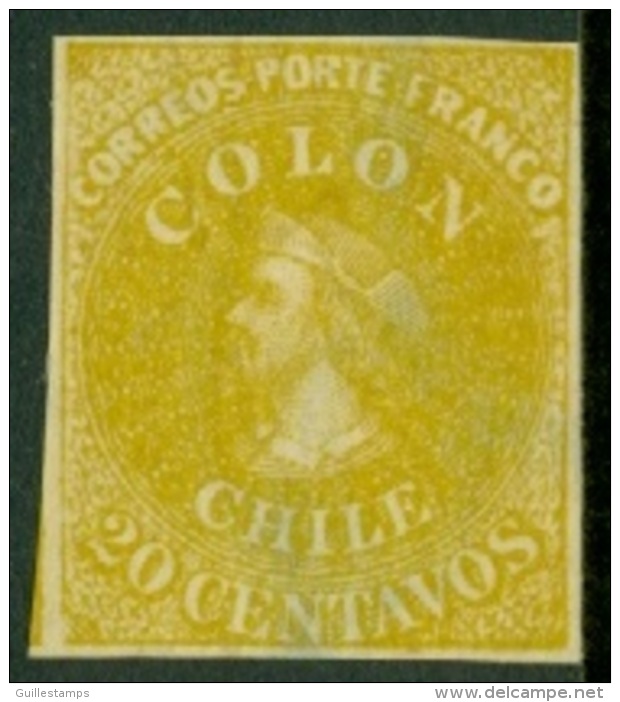 CHILE 1910 20c YELLOW DR. HUGO HAHN REPRINT, COLUMBUS - Chile