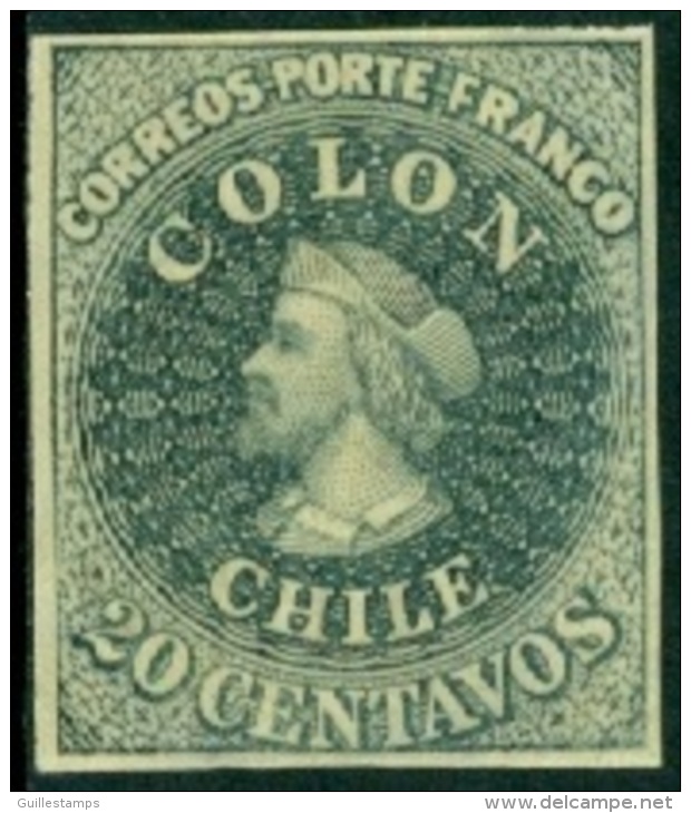 CHILE 1910 20c GREY GREEN DR. HUGO HAHN REPRINT - Chili