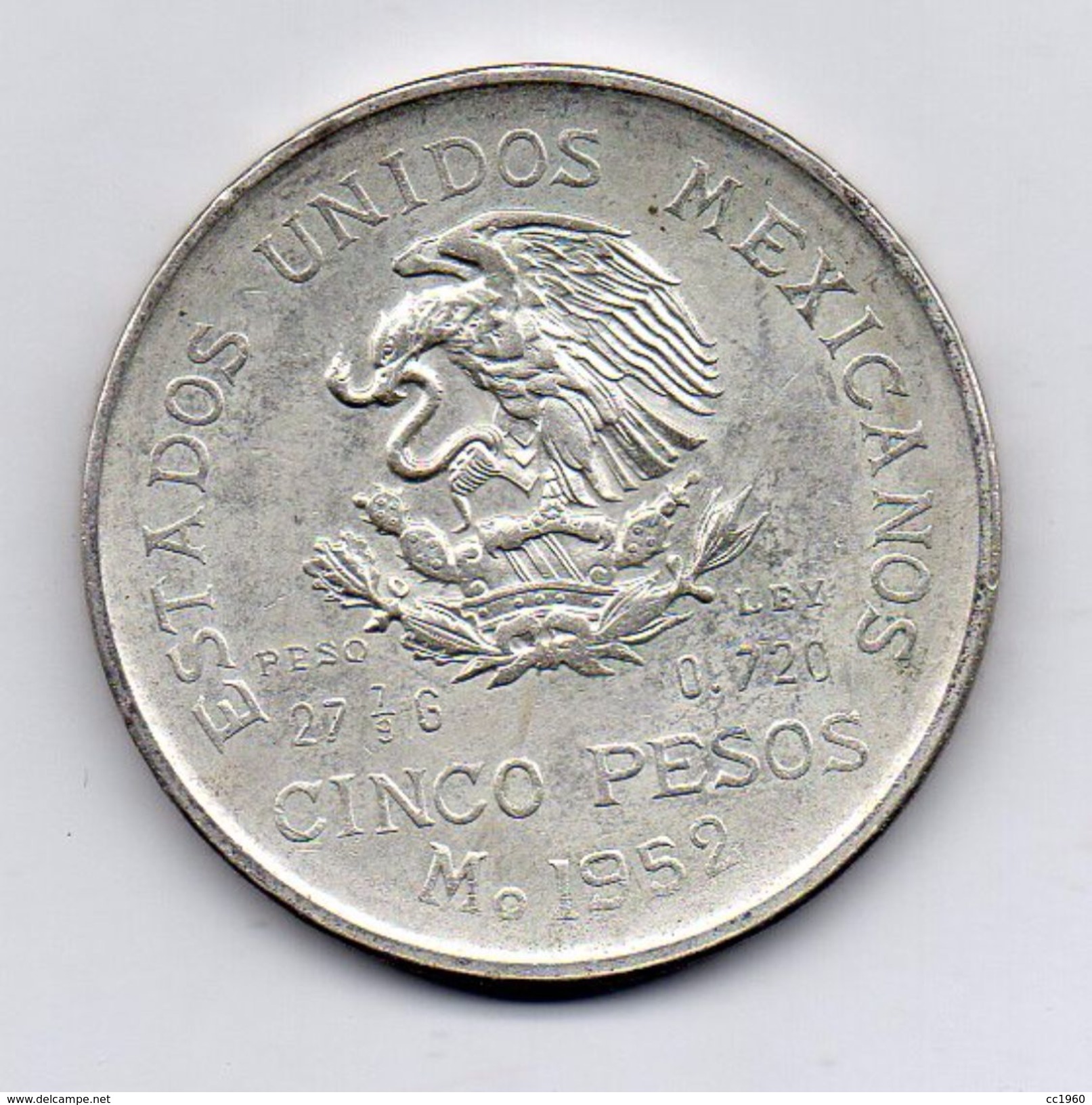 Messico - 1952 - 5 Pesos - Argento - Vedi Foto - (MW326) - Messico