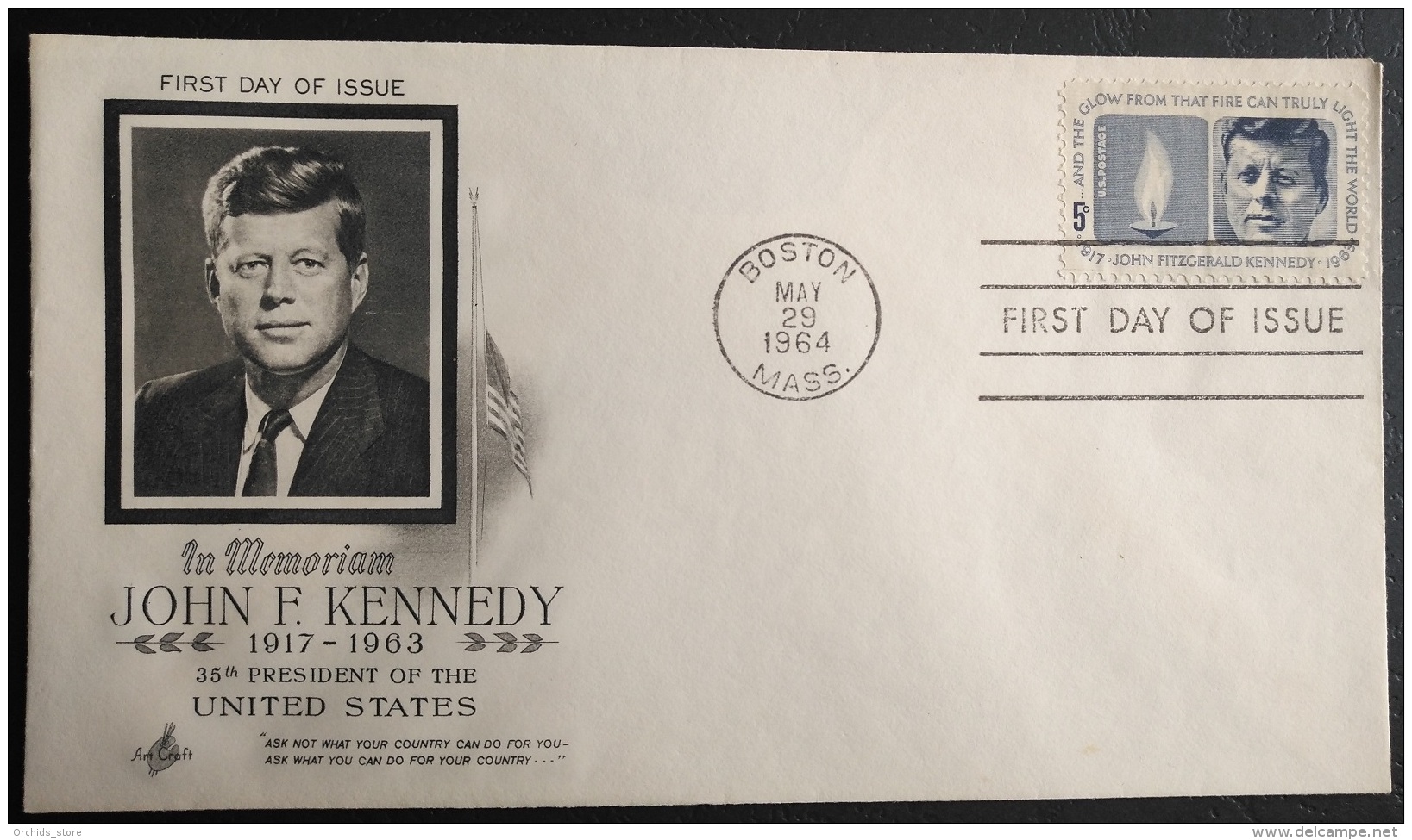 USA FDC - President John F. Kennedy In Memoriam First Day Cover Boston, Mass.  Cancel - 1964 - 1961-1970