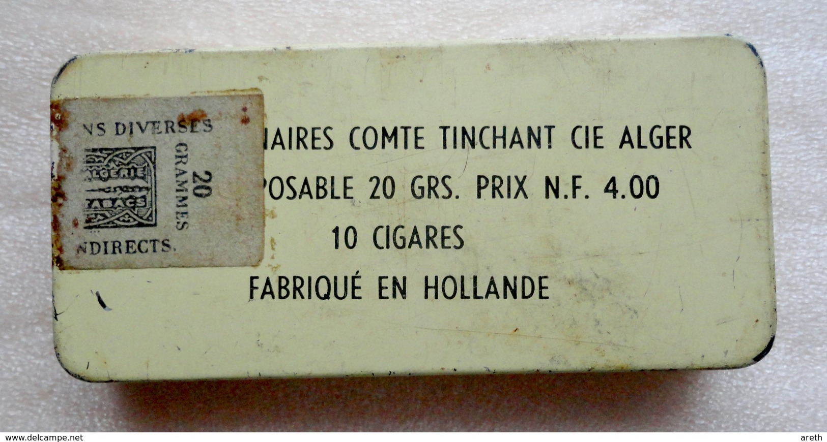 Ancienne Boite Métal Cigarillos WLLEM II Pour L'Algérie Par "COMTE TINCHANT CIE. Alger - Empty Tobacco Boxes