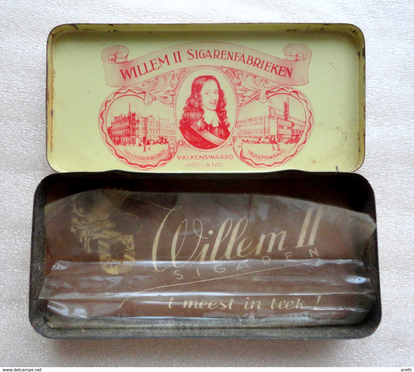 Ancienne Boite Métal Cigarillos WLLEM II Pour L'Algérie Par "COMTE TINCHANT CIE. Alger - Boites à Tabac Vides