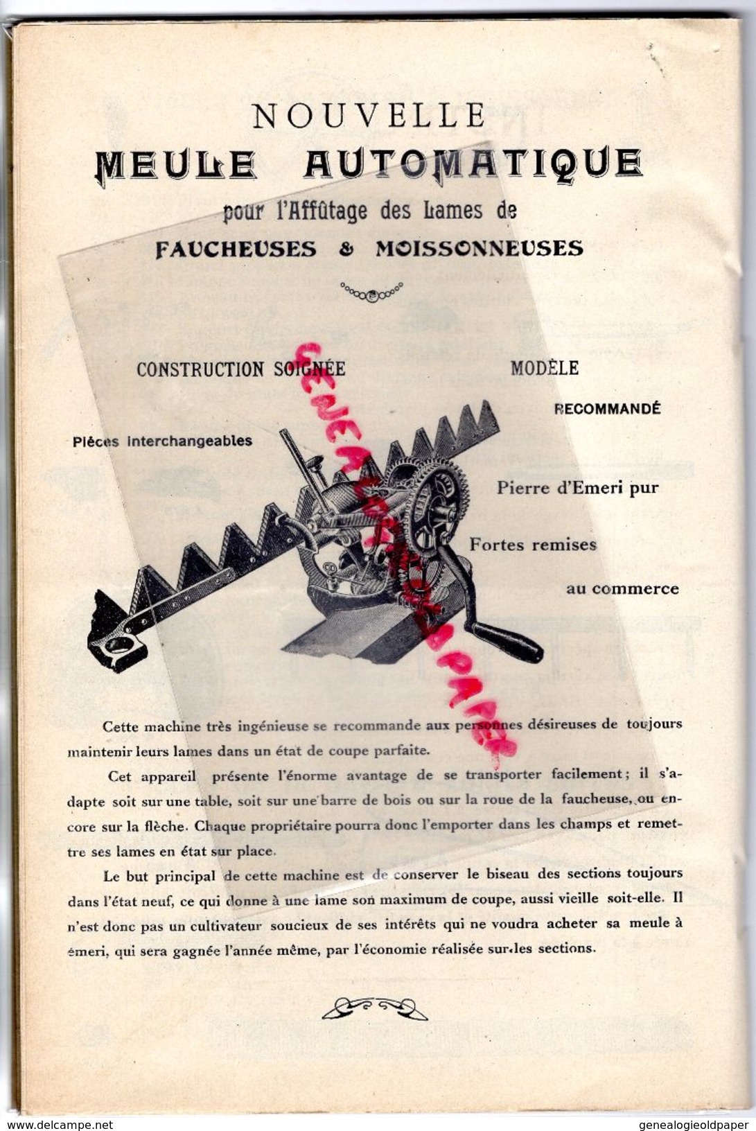 CATALOGUE TARIF PIECES RECHANGE FAUCHEUSE 1 CHEVAL ROBUSKI MODELE 1912-RELEVAGE VERTICAL -TRACTEUR AGRICULTURE - Landwirtschaft