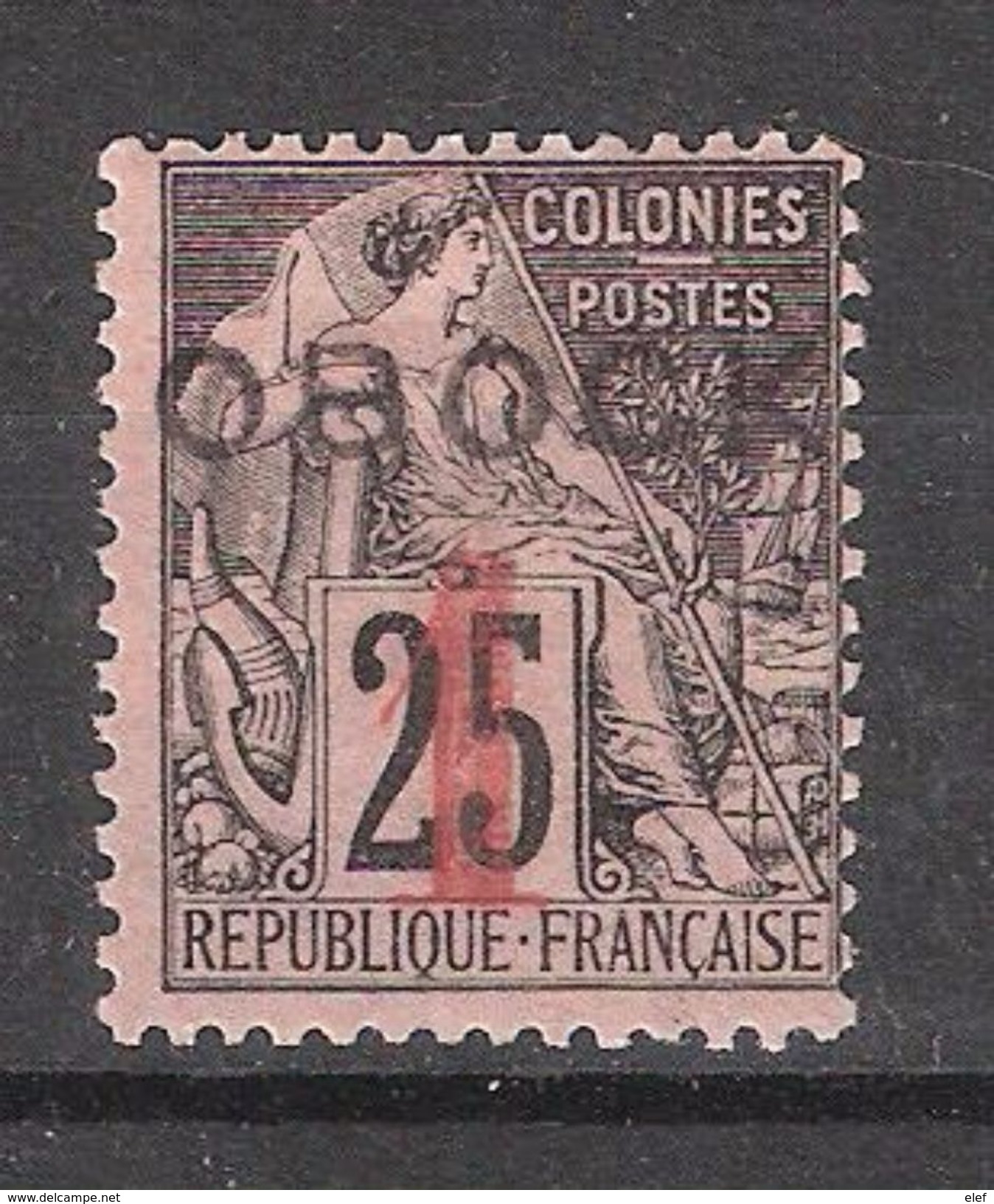 OBOCK, 1892, Type Alphée Dubois Surchargé 1 Sur 25 C Noir, Yvert N° 21, Neuf * / MH, Belle Fraicheur, Signé TB - Unused Stamps