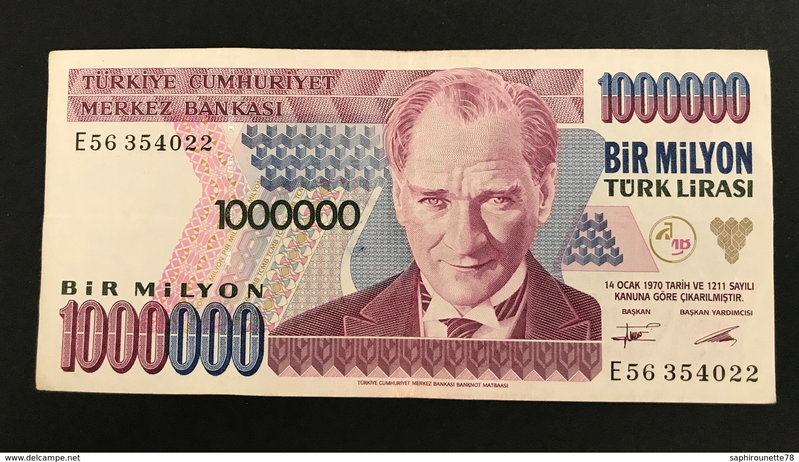 TURQUIE - Billet De 1.000.000 - 1970 - N°E56354022 - Turkey