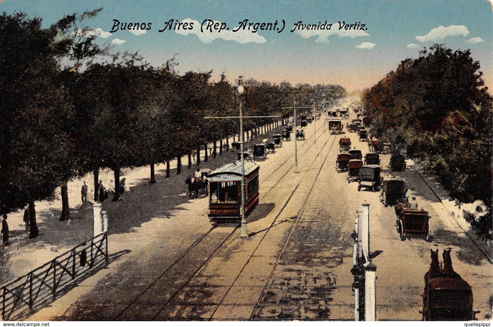 06515 "REP. ARGENTINA-BUENOS AIRE - AVENIDA VERTIZ"  ANIMATA, TRAMWAY, AUTO.  CART NON SPED - Argentina