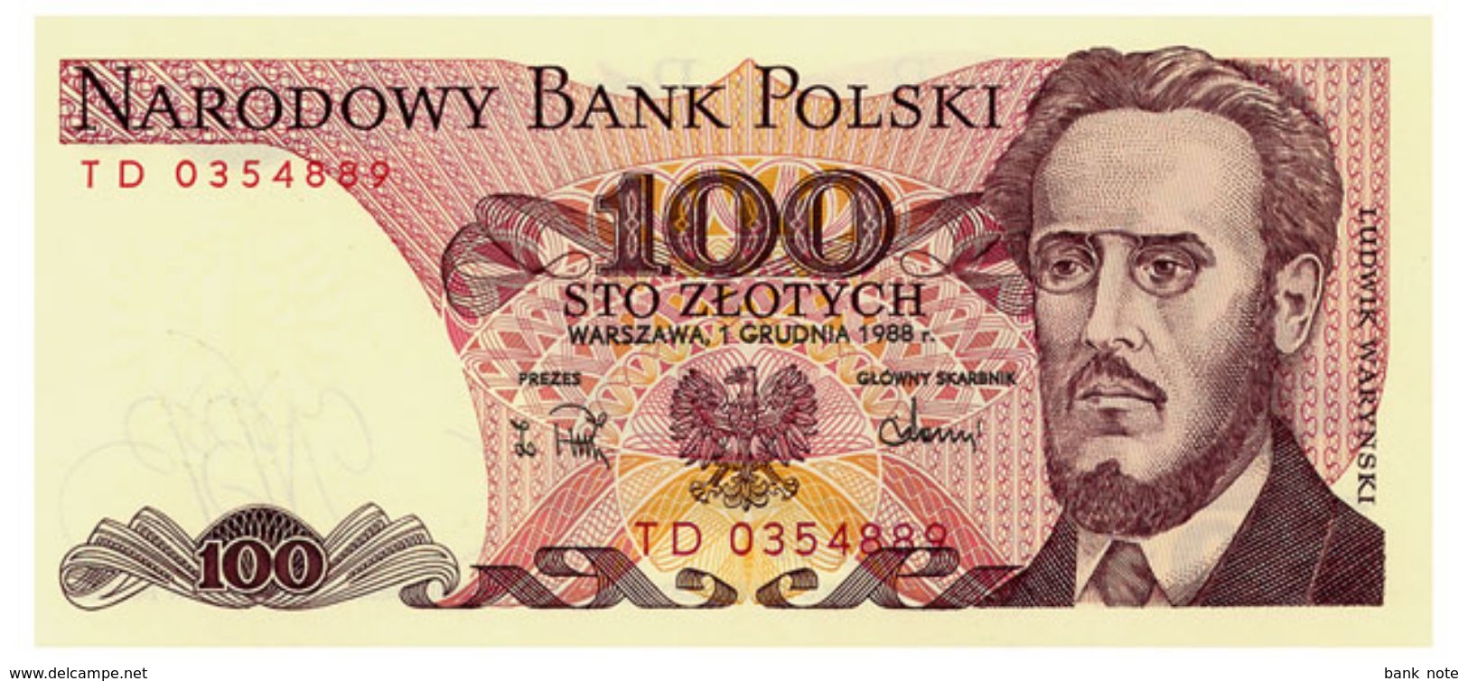 POLAND 100 ZLOTYCH 1988 Pick 143e Unc - Polen