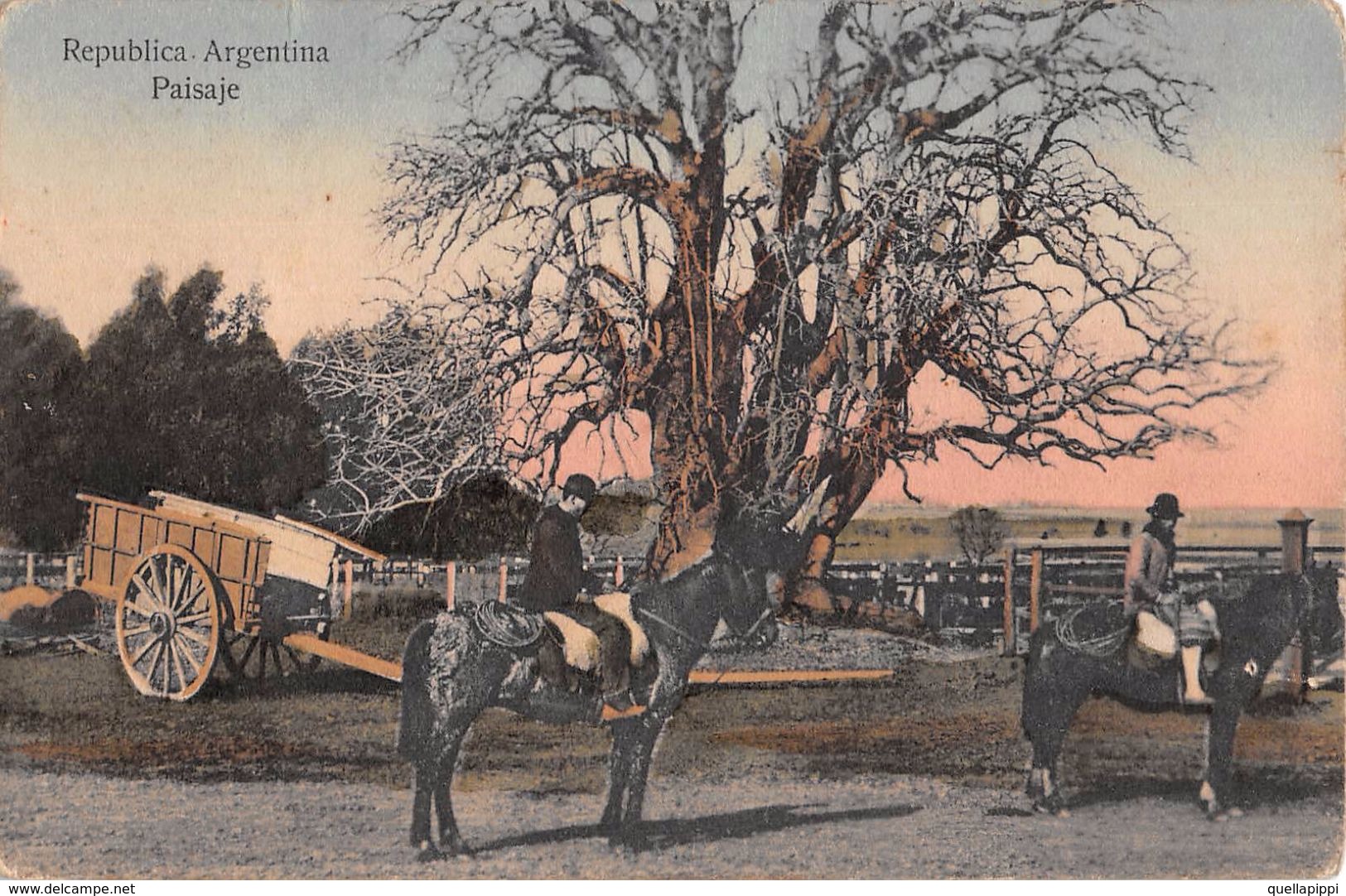 06517 "REP. ARGENTINA - PAISAJE"  ANIMATA, CARRO, CAVALLI.  CART NON SPED - Argentina