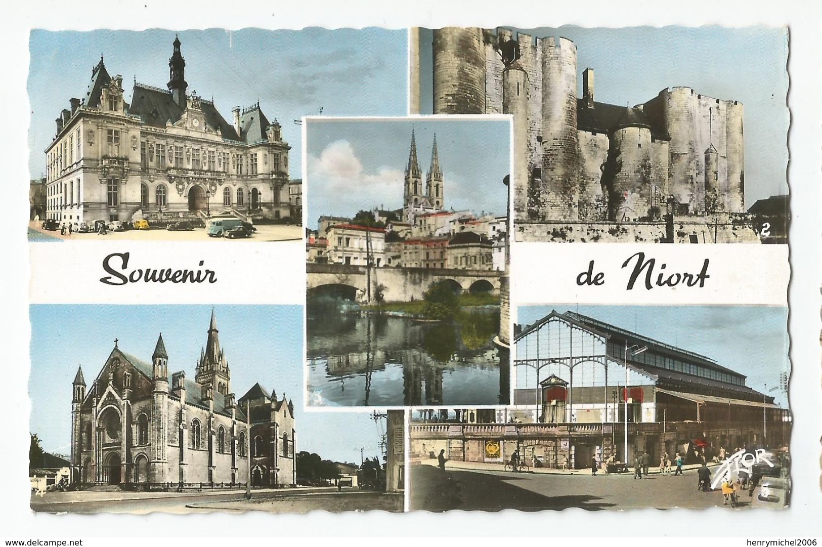 79 - Deux Sèvres - Niort Multi Vues Dont Halles 1955 - Niort