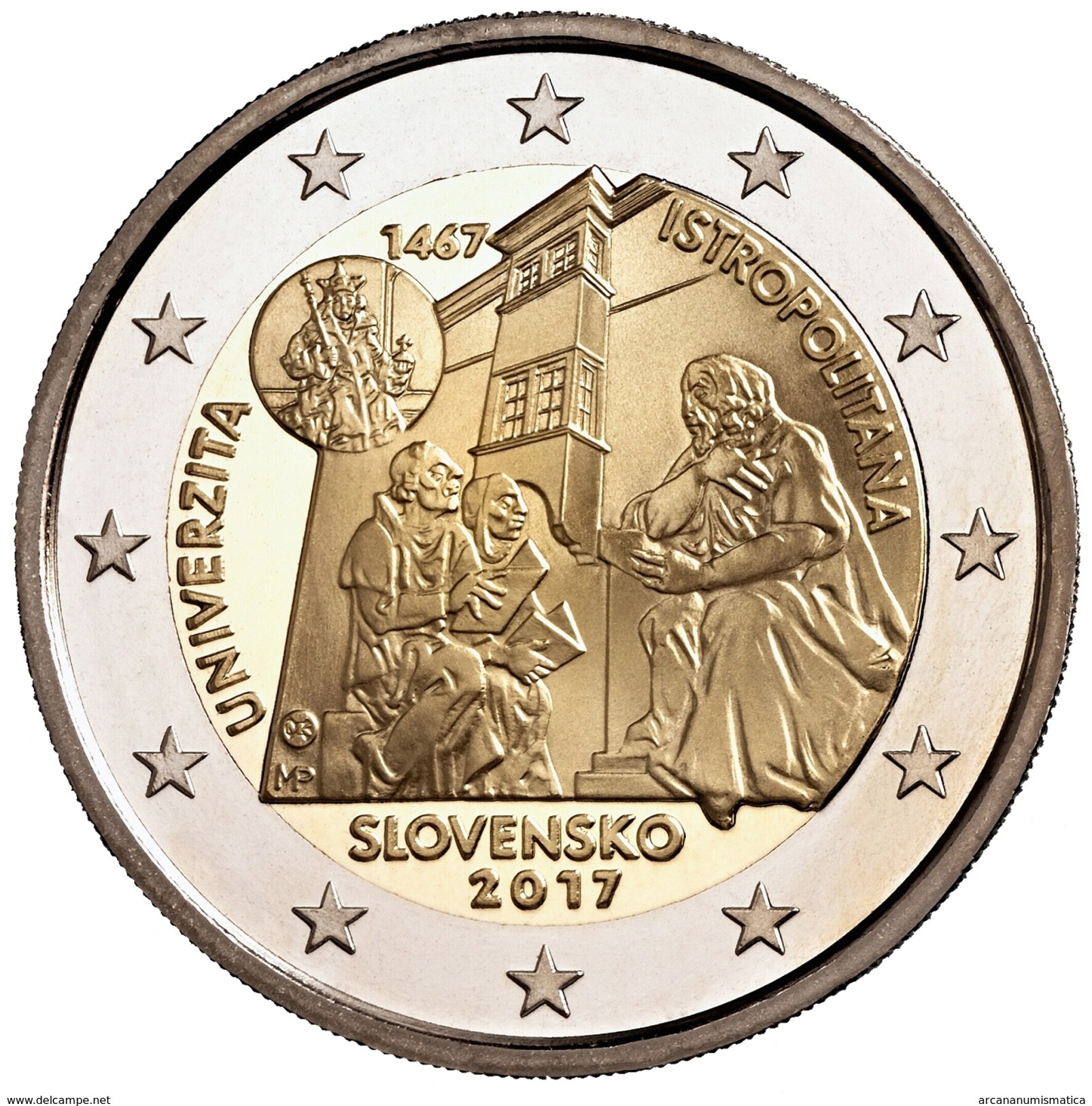 ESLOVAQUIA  2&euro; 2.017  2017 "550º Aniversario De La Creacion De La Universidad Istropolitana" Bimetalic SC  T-DL-12. - Eslovaquia