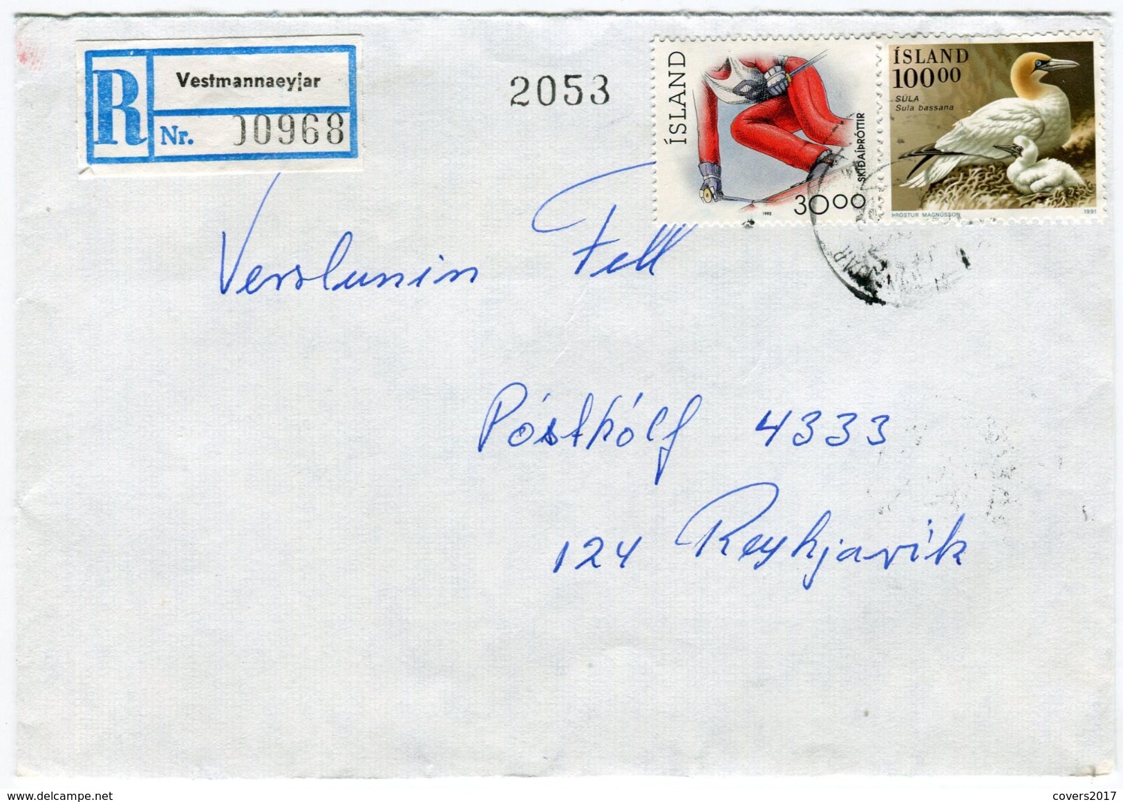 Iceland/Islande/Ijsland/Island Registered Domestic Cover 1992 Vestmannaeyjar - Sonstige & Ohne Zuordnung