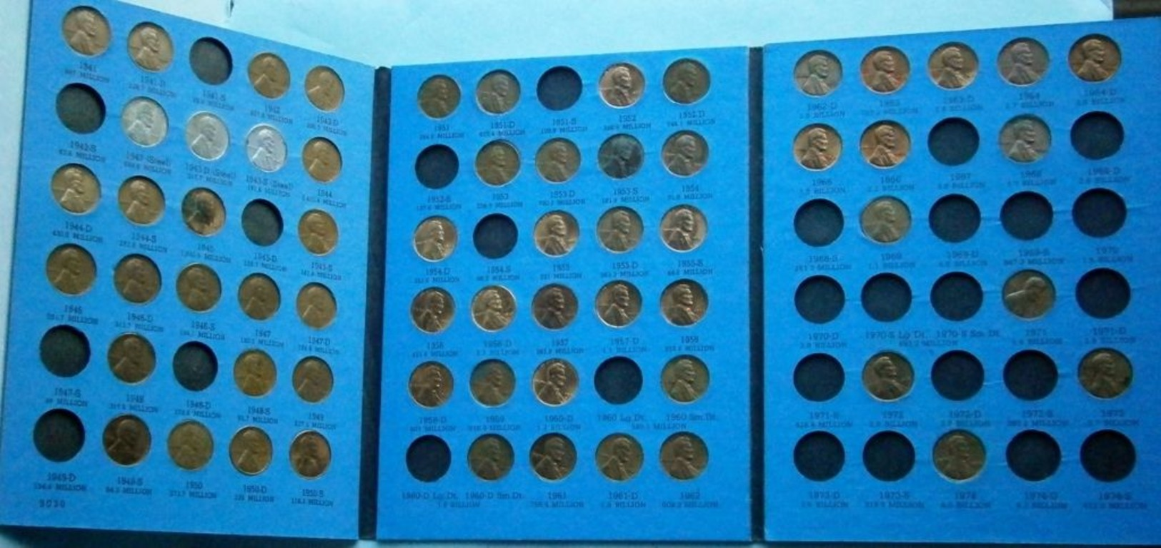 US 1909-1989 Lincoln Cents Collection in (3) Whitman Albums