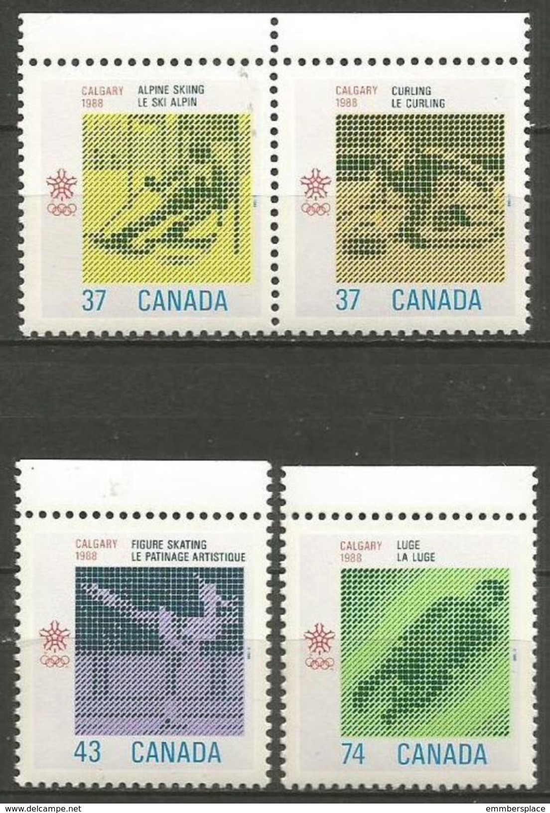 Canada - 1988 Winter Olympics Set Of 4 MNH **        Sc 1196a-8 - Unused Stamps