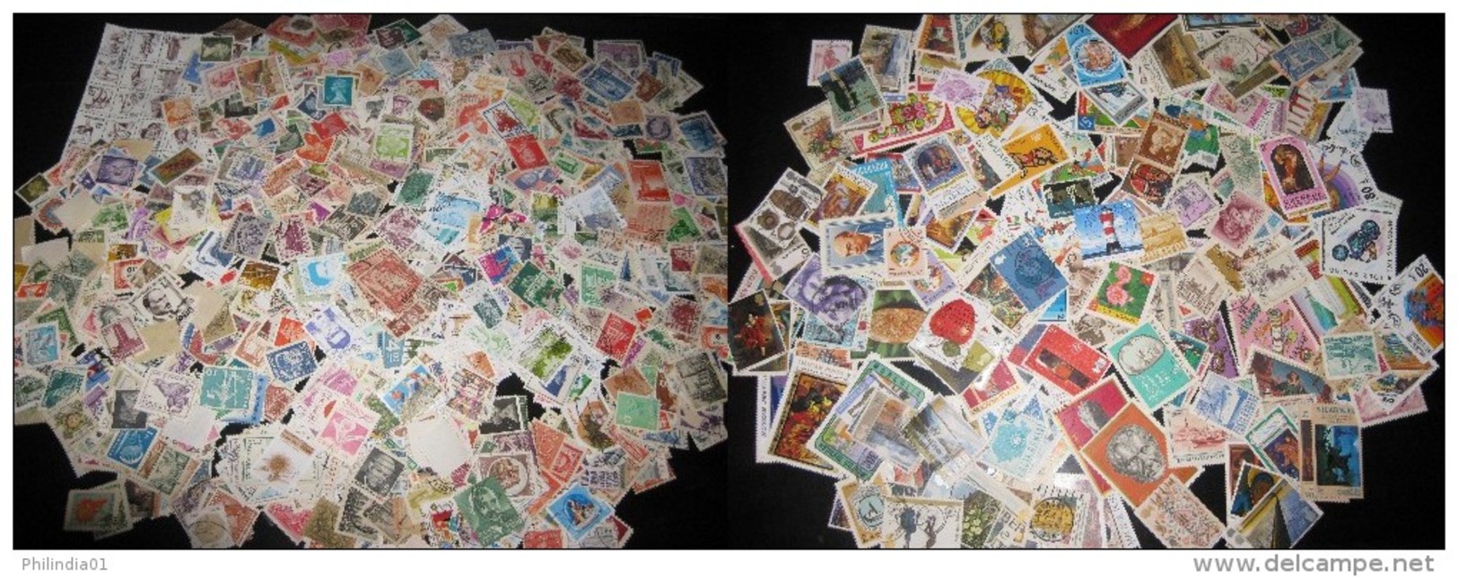 World Wide 2000 Different Small & Large Stamps On Painting Birds Animals Space Scout Butterfly Locomotive Cars Uniform - Collections (without Album)