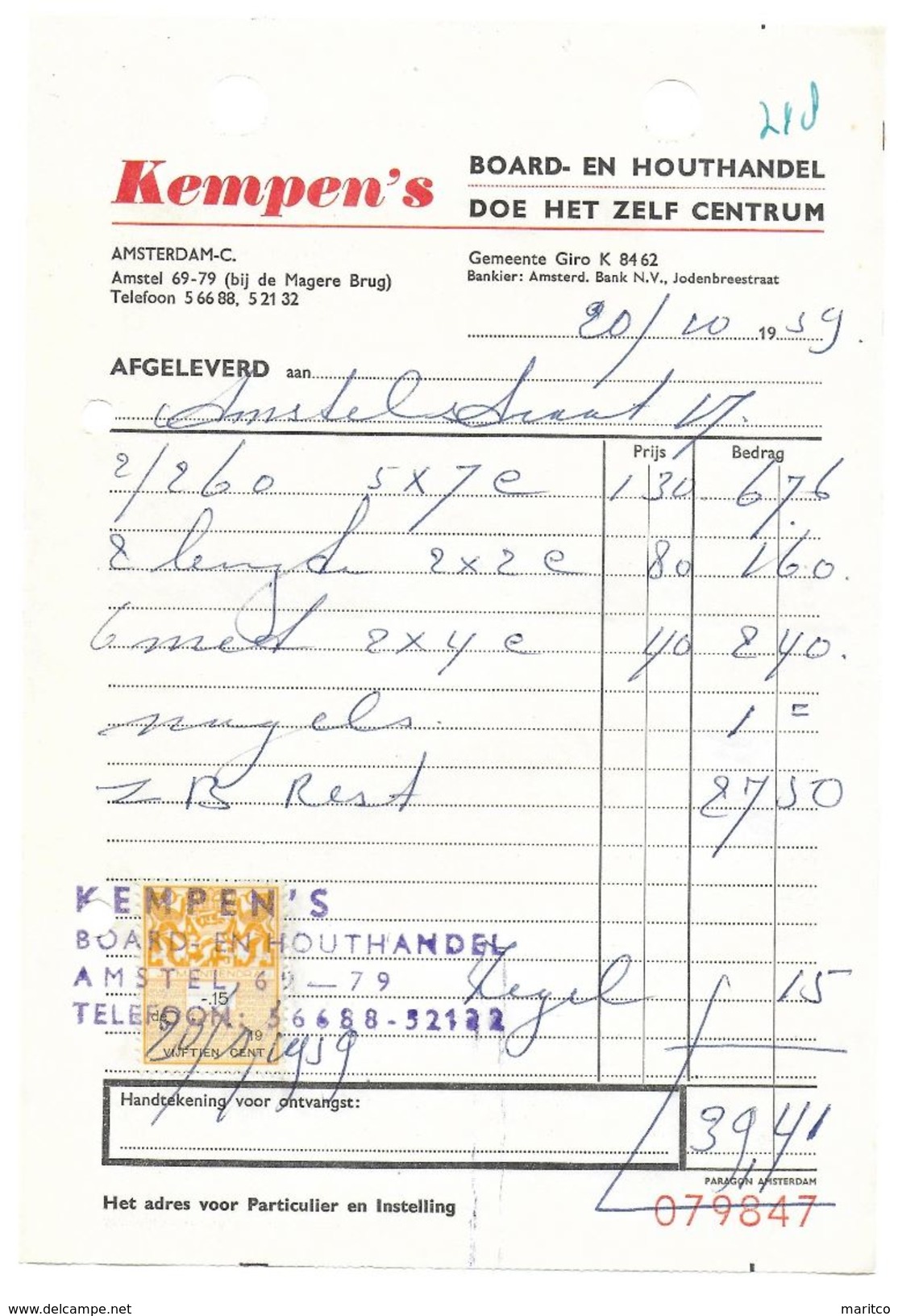 Netherlands Fiscals Revenues Stempelmarke On Document - Fiscale Zegels