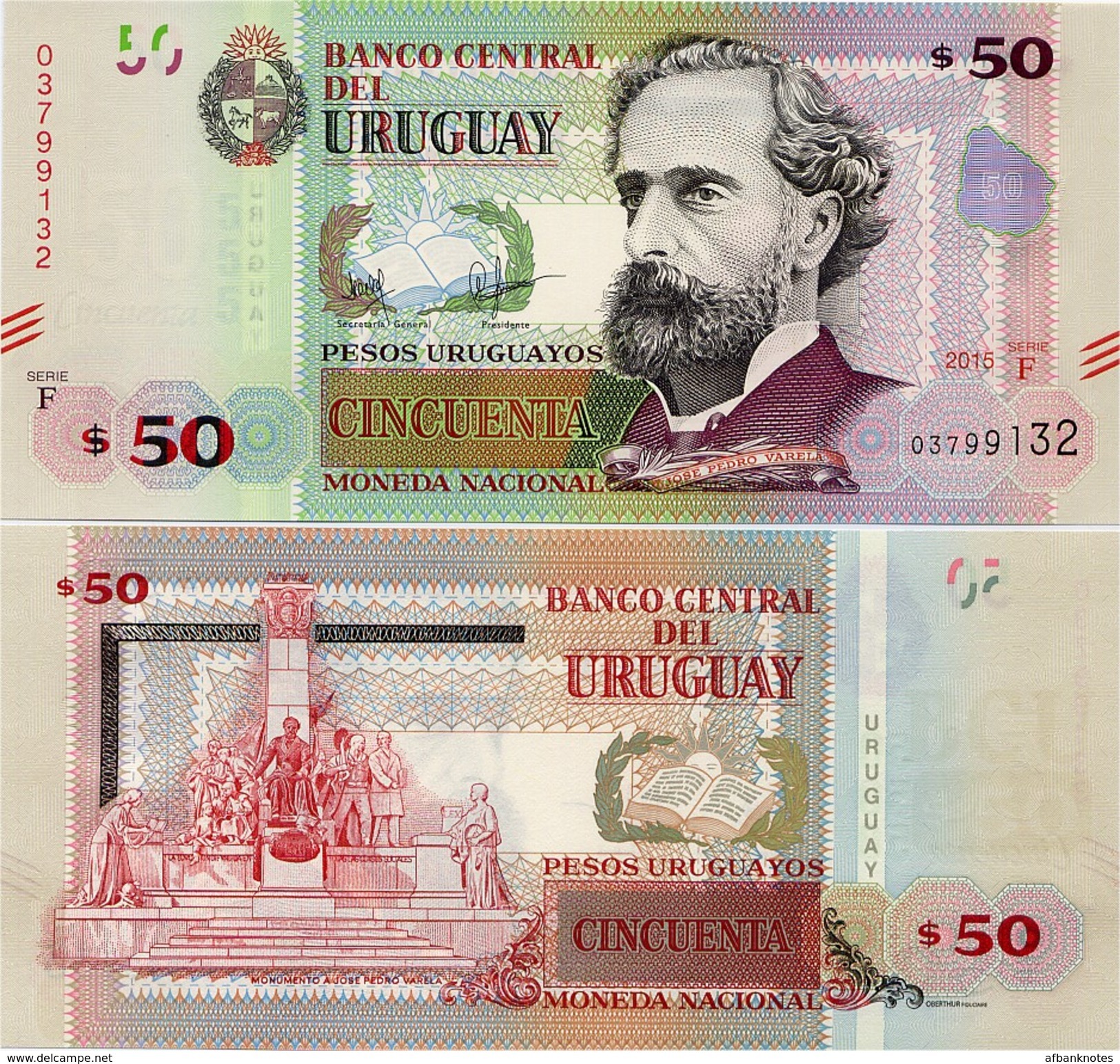 URUGUAY      50 Pesos Urug.    P-94       2015       UNC - Uruguay