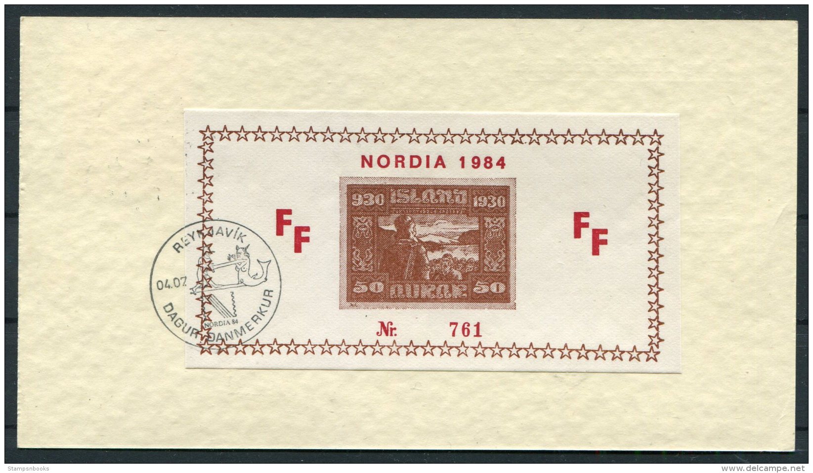 1984 Iceland Anglo-Nordic Philatelic Postcard. NORDIA Reykjavik FF Limited Edition 761 - Covers & Documents