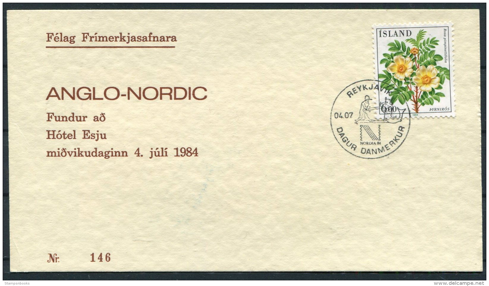 1984 Iceland Anglo-Nordic Philatelic Postcard. NORDIA Reykjavik FF Limited Edition 761 - Lettres & Documents