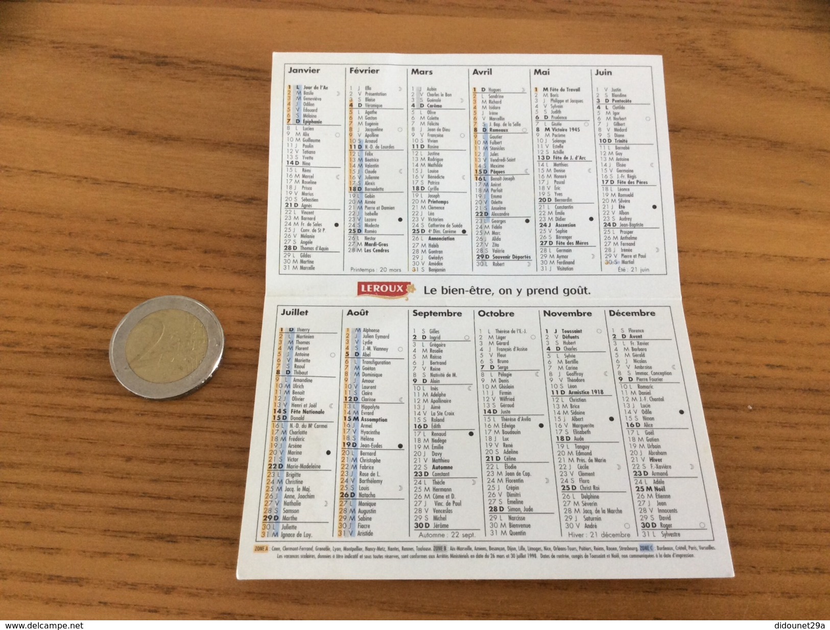 Calendrier 2001 "LEROUX - Le 3e Millénaire" - Petit Format : 2001-...