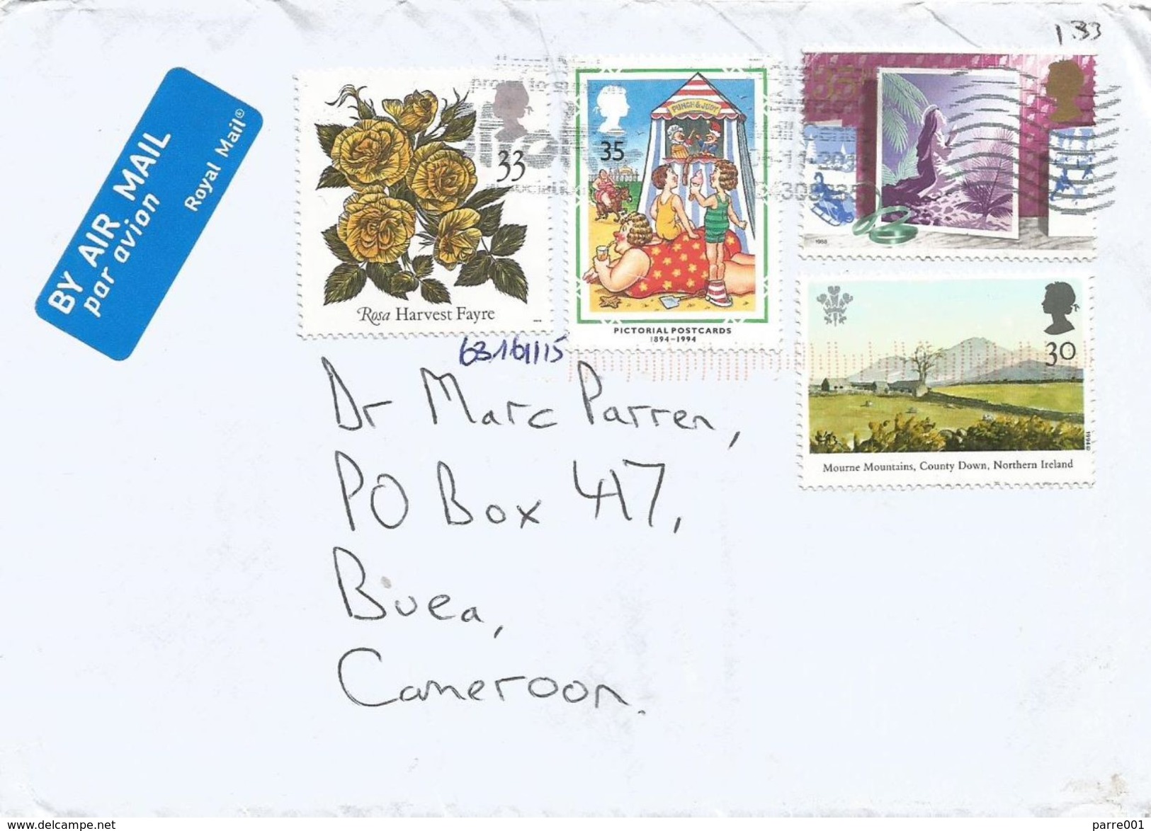 UK 2015 Oxford Rose Landscape Censored Cover To Cameroun - Storia Postale