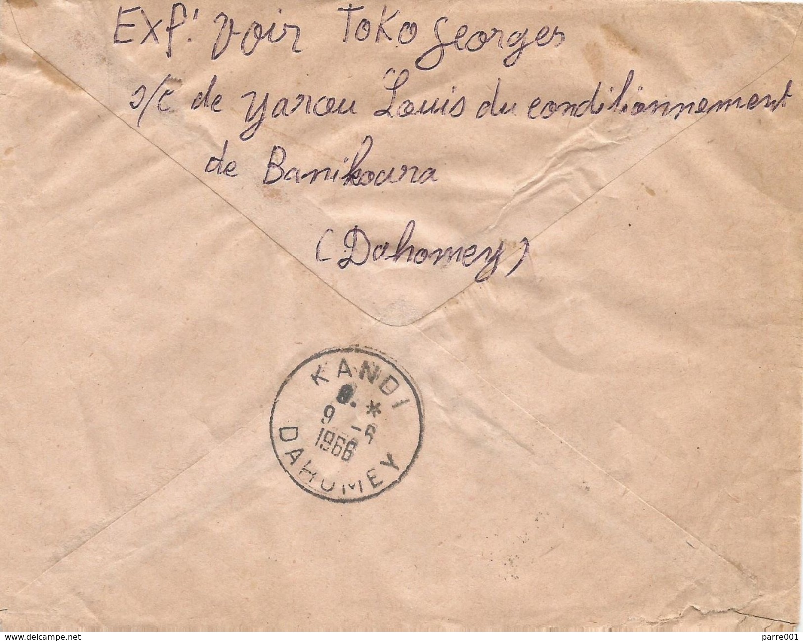 Dahomey Benin 1966 Banikoara Perlé Tapisserie Registered Cover - Bénin – Dahomey (1960-...)