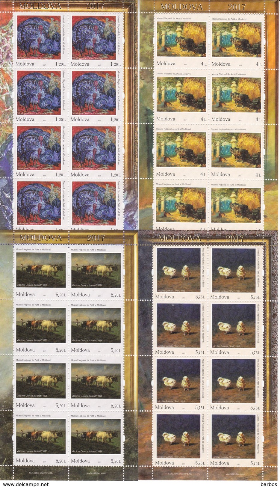 2017 , Moldova , Moldavie , Painting , Art  , Set Of 4 Sheetlets, MNH - Moldova