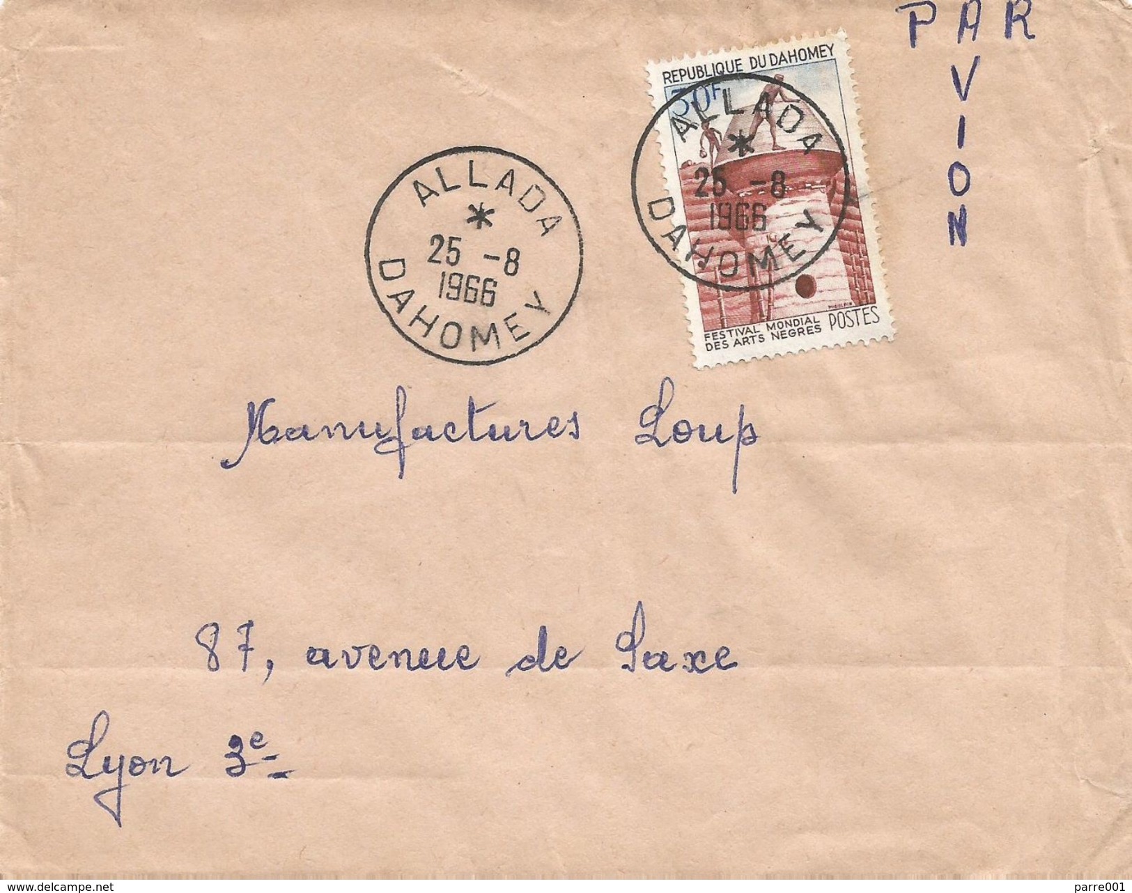 Dahomey Benin 1966 Allada Festival Mondial Des Arts Negres Cover - Benin – Dahomey (1960-...)