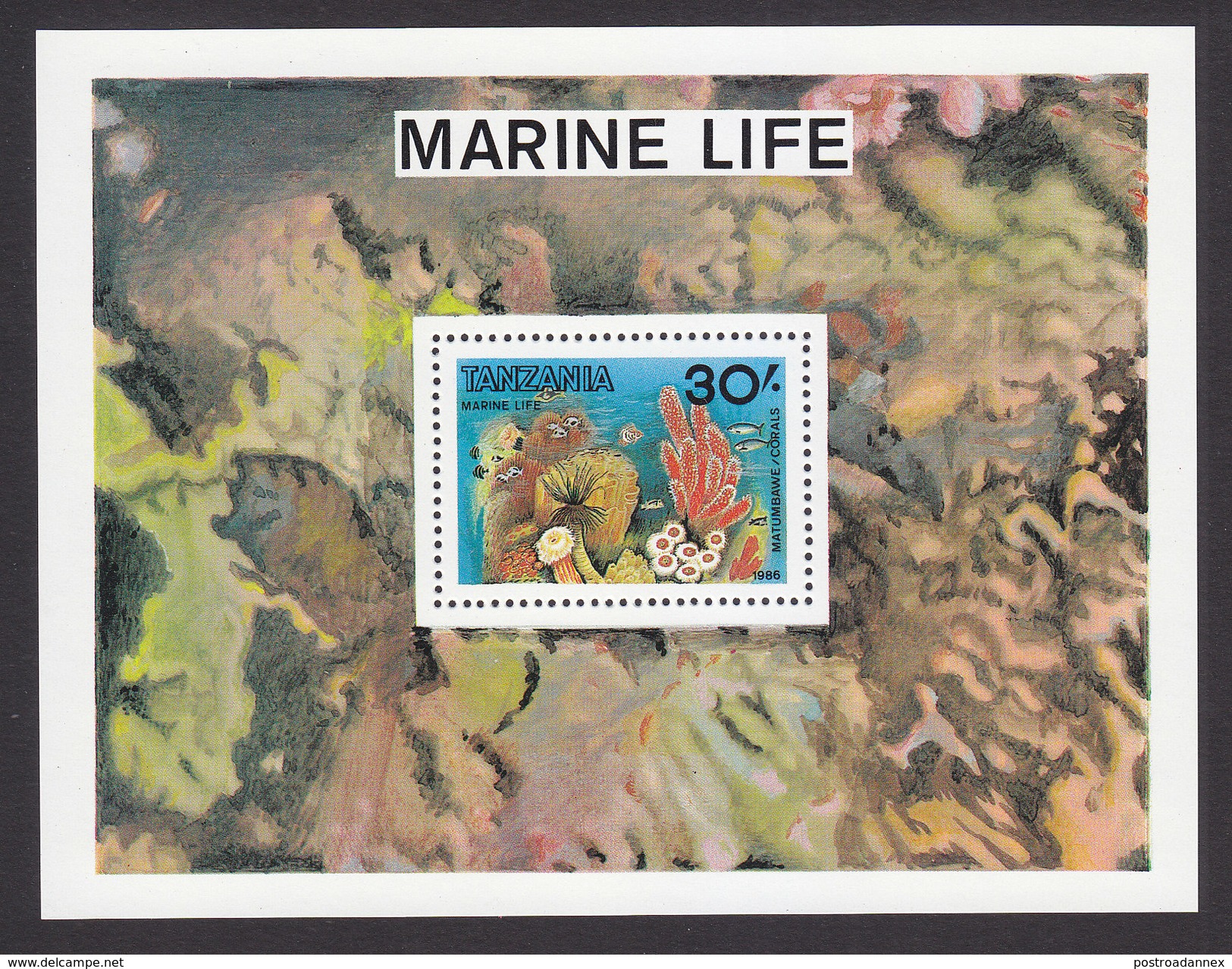 Tanzania, Scott #332, Mint Never Hinged, Marine Life, Issued 1986 - Tanzanie (1964-...)