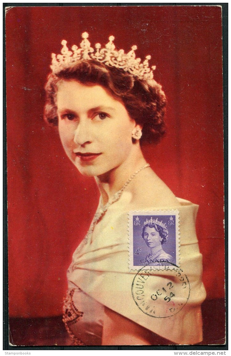 1954 Canada Queen Elizabeth QE2 Maxicard Postcard - Maximum Cards