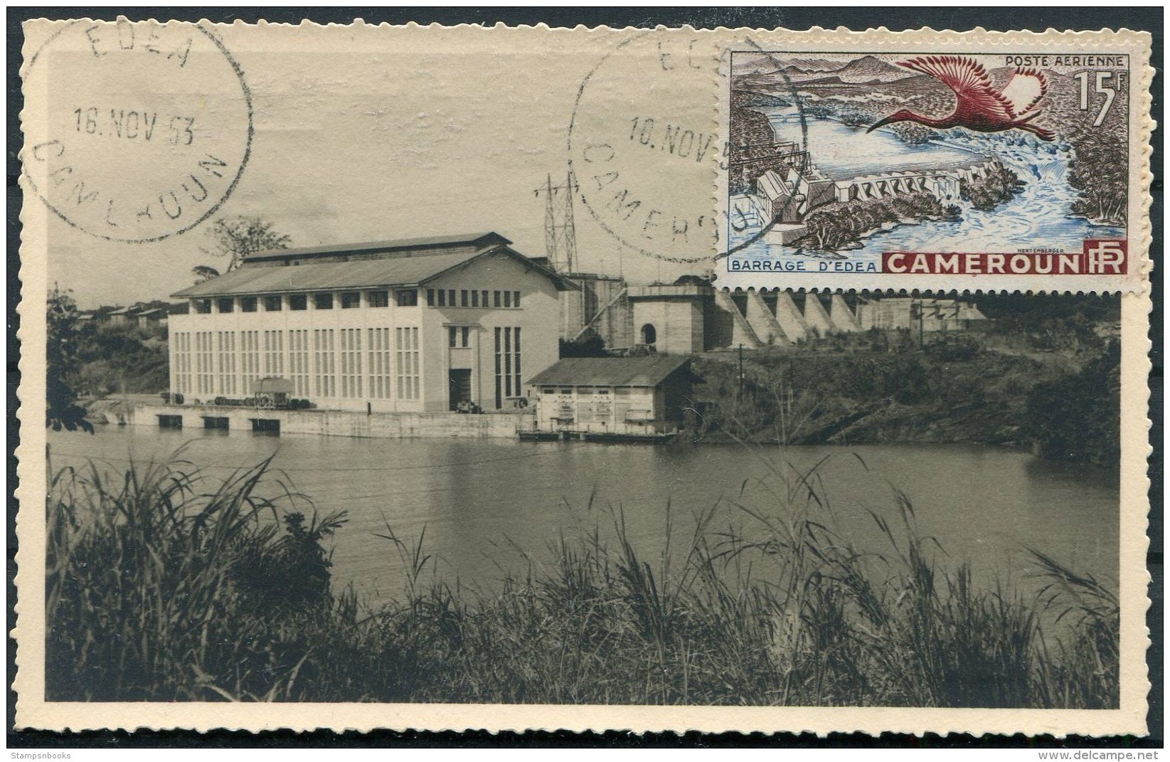 1953 Cameroun Barrage D'Edea Dam Maxicard Postcard - Covers & Documents