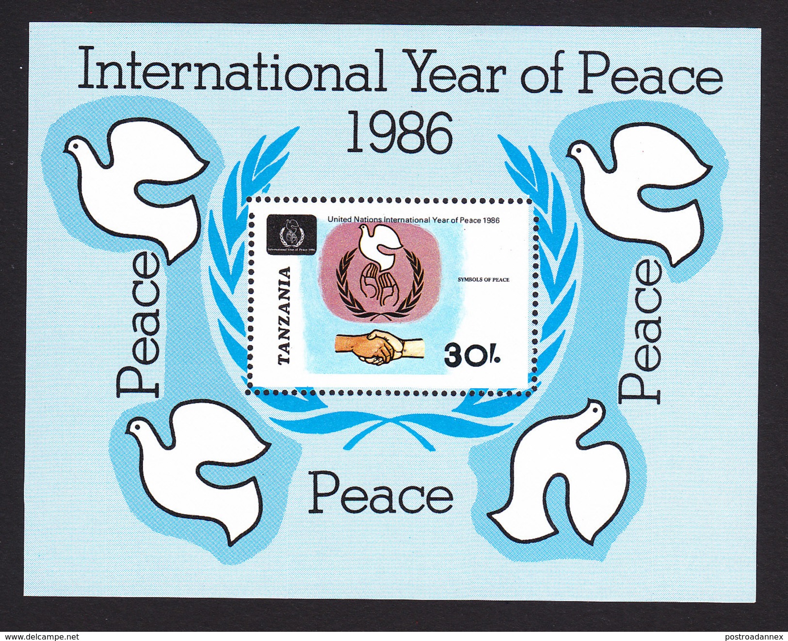 Tanzania, Scott #355, Mint Never Hinged, Int'l Peace Year, Issued 1986 - Tanzanie (1964-...)