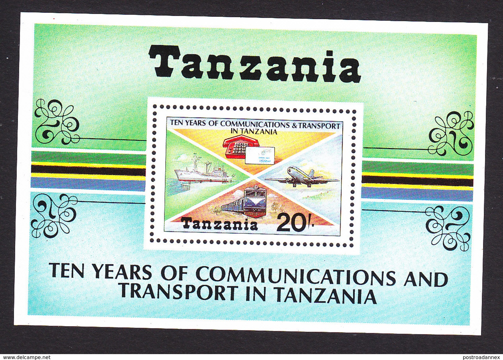 Tanzania, Scott #376, Mint Never Hinged, Symbols Of Communication And Transportation, Issued 1987 - Tanzania (1964-...)