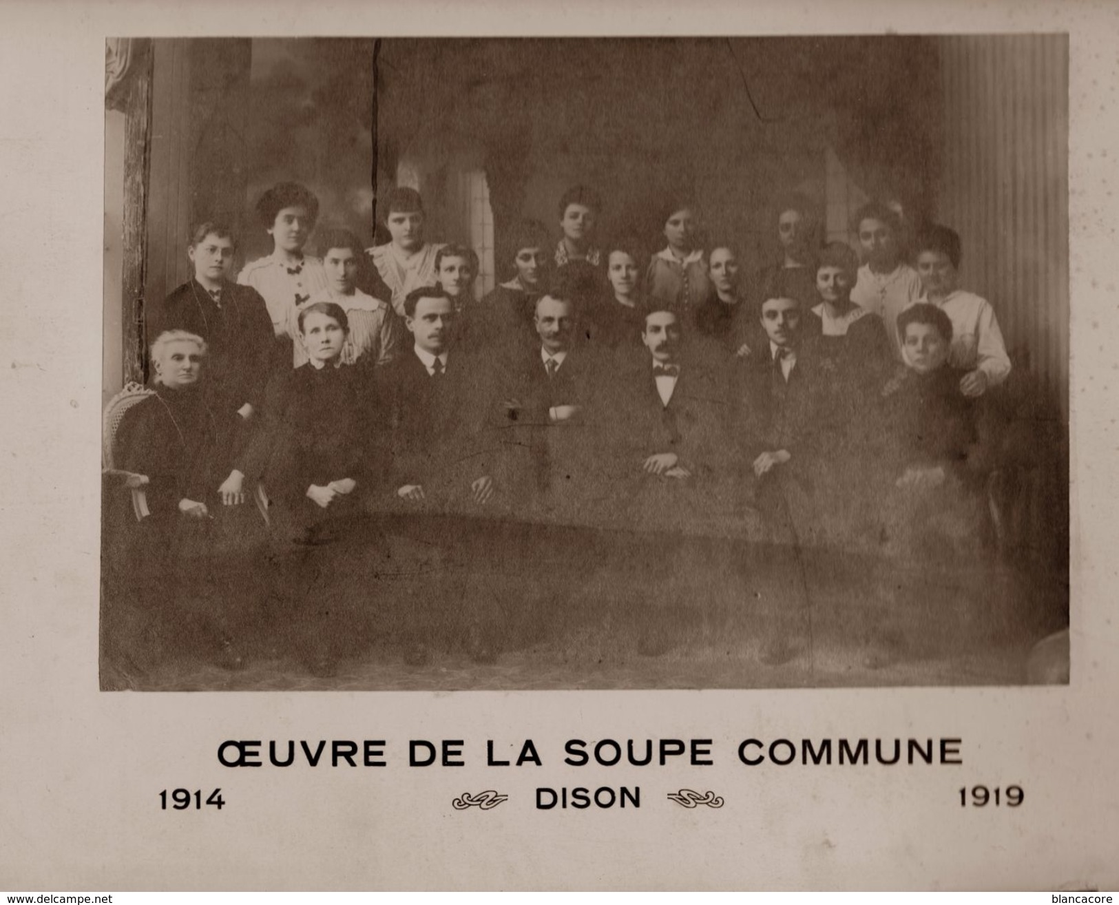 DISON GUERRE 14/18 Soupe Commune Disonaise Grande Photographie Sur Carton RARE - Dison