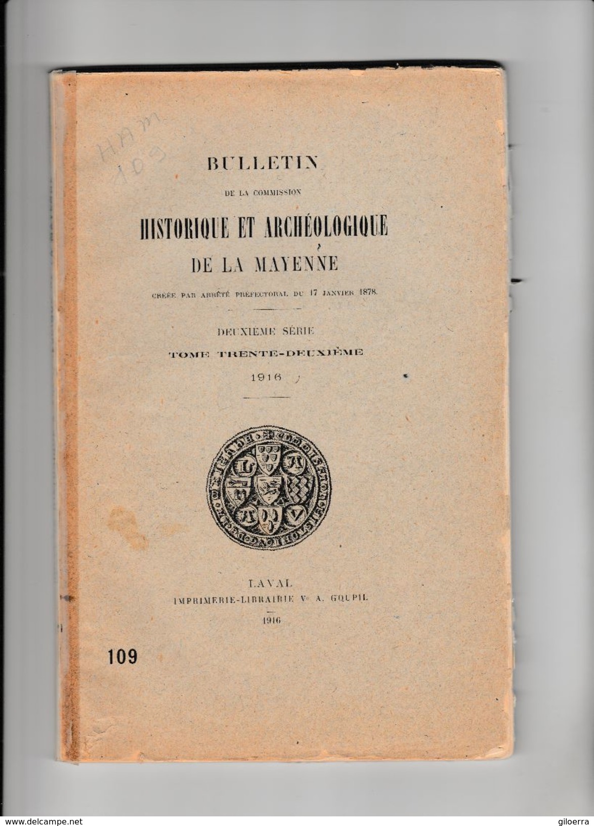 HISTORIQUE ET ARCHEOLOGIQUE DE LA MAYENNE N°109  (1916) - Autres & Non Classés