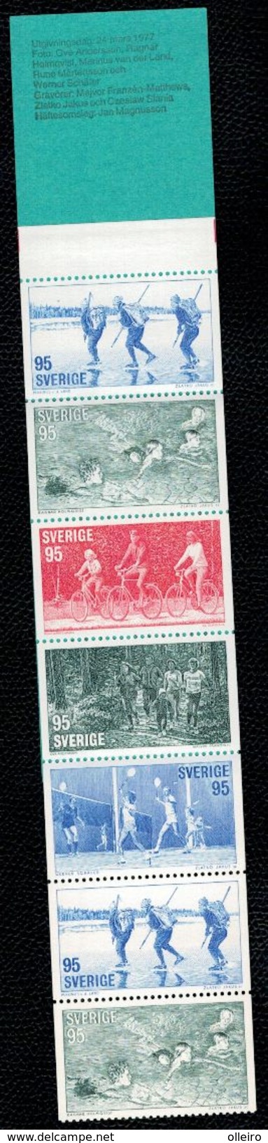 Svezia Sweden Schweden Suede 1977 Booklet Carnet Popular Sports Da  2x5v Set  ** MNH - Nuovi