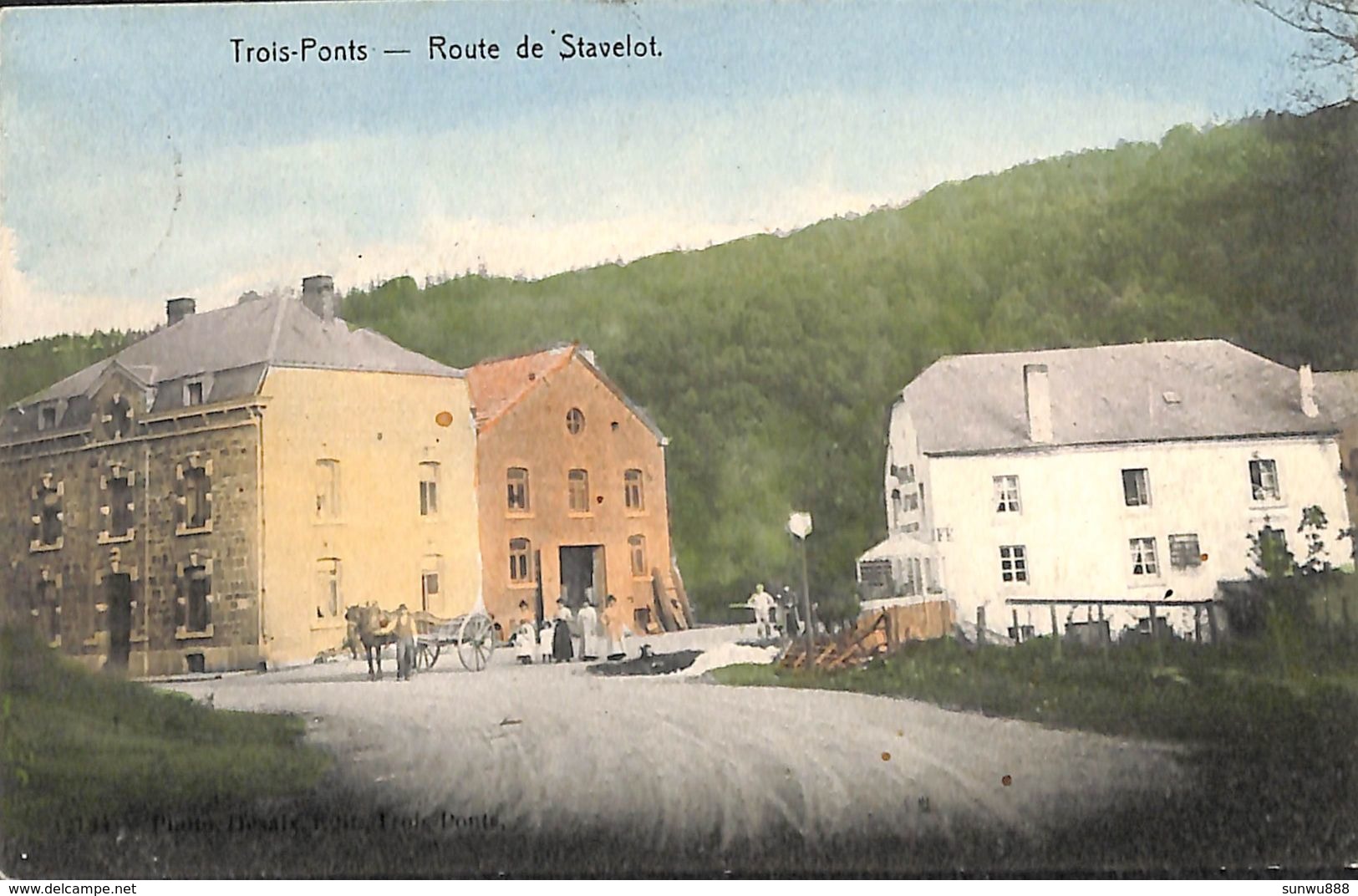 Trois-Ponts - Route De Stavelot (animée, Colorisée, Photot Desaix, 1908) - Trois-Ponts
