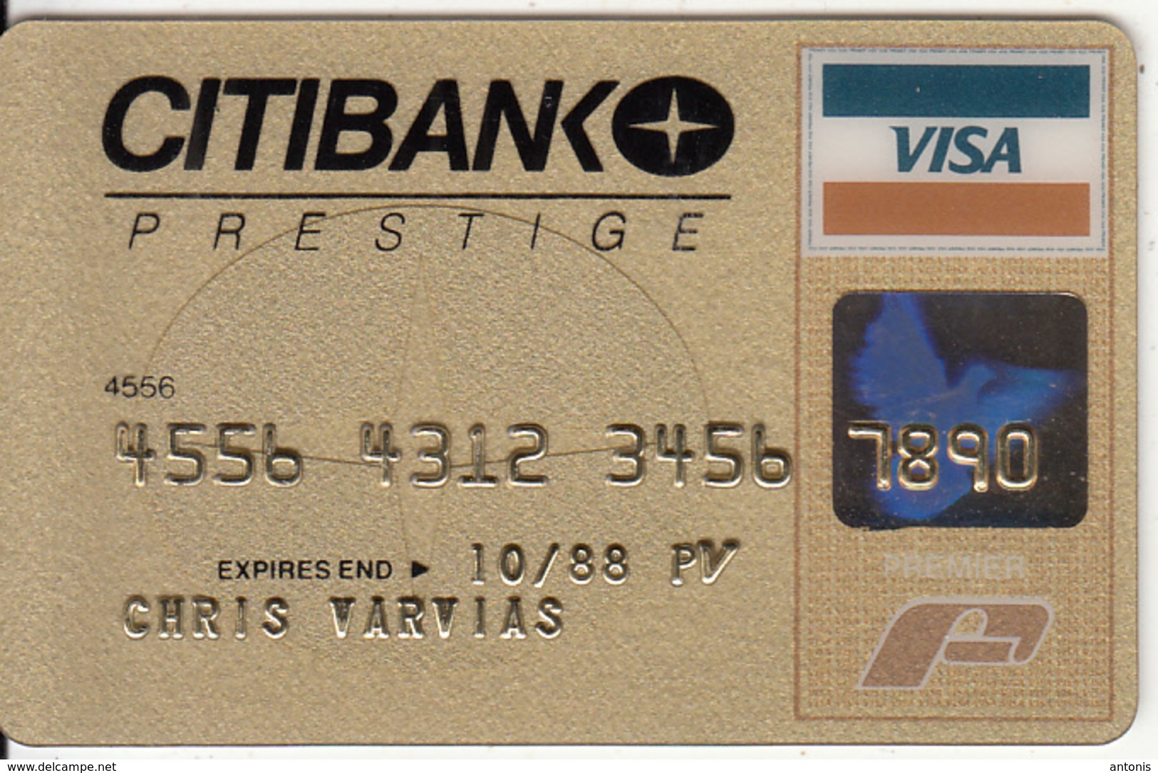 GREECE - Citibank Prestige Visa(reverse Data Card-Sirius), Exp.date 10/88, Used - Credit Cards (Exp. Date Min. 10 Years)