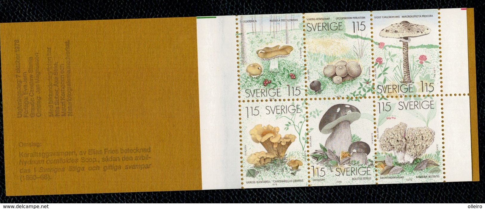 Svezia Sweden Schweden Suede 1978 Booklet Carnet Mushrooms 6v Complete Set  ** MNH - Nuovi