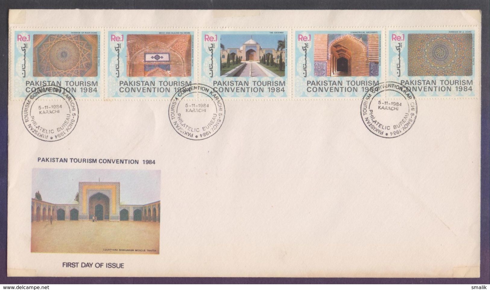 PAKISTAN 1984 FDC - Tourism Convention, Mosque, Complete Set On Big First Day Cover - Pakistan