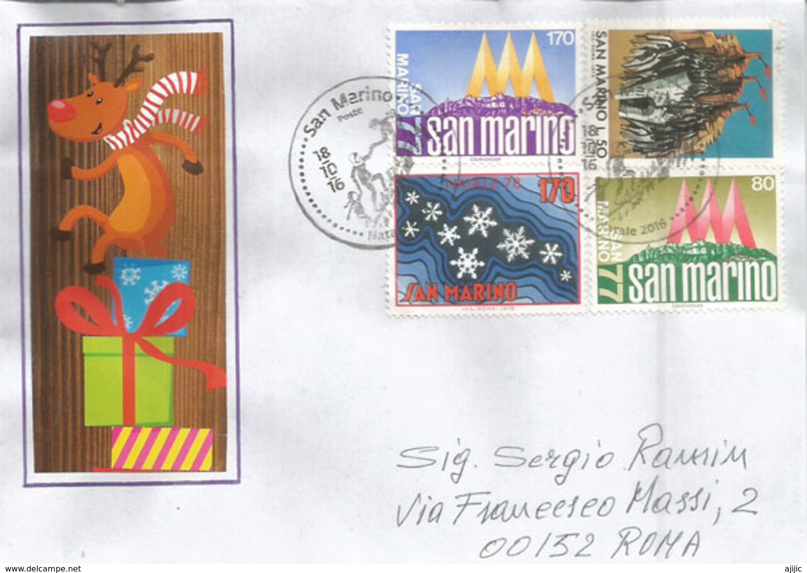 La Fête De Noël à San Marino (Saint Marin), Sur Lettre Adressée à Roma - Cartas & Documentos