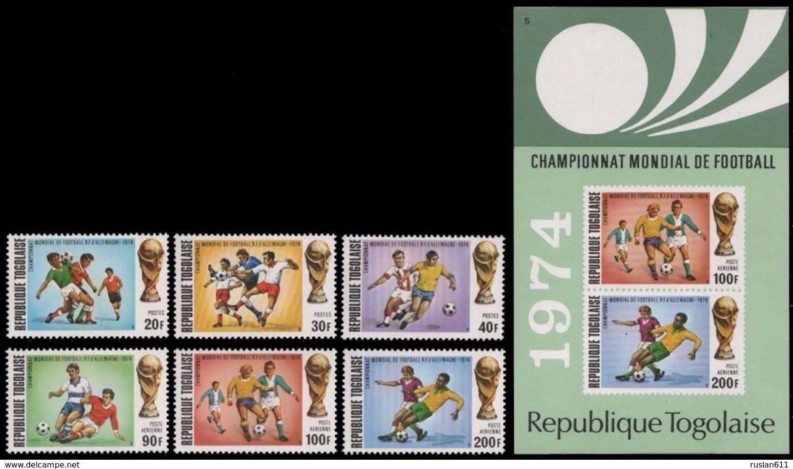 Soccer Football Togo #1017/22 + Bl 81 1974 World Cup Germany MNH ** - 1974 – Westdeutschland