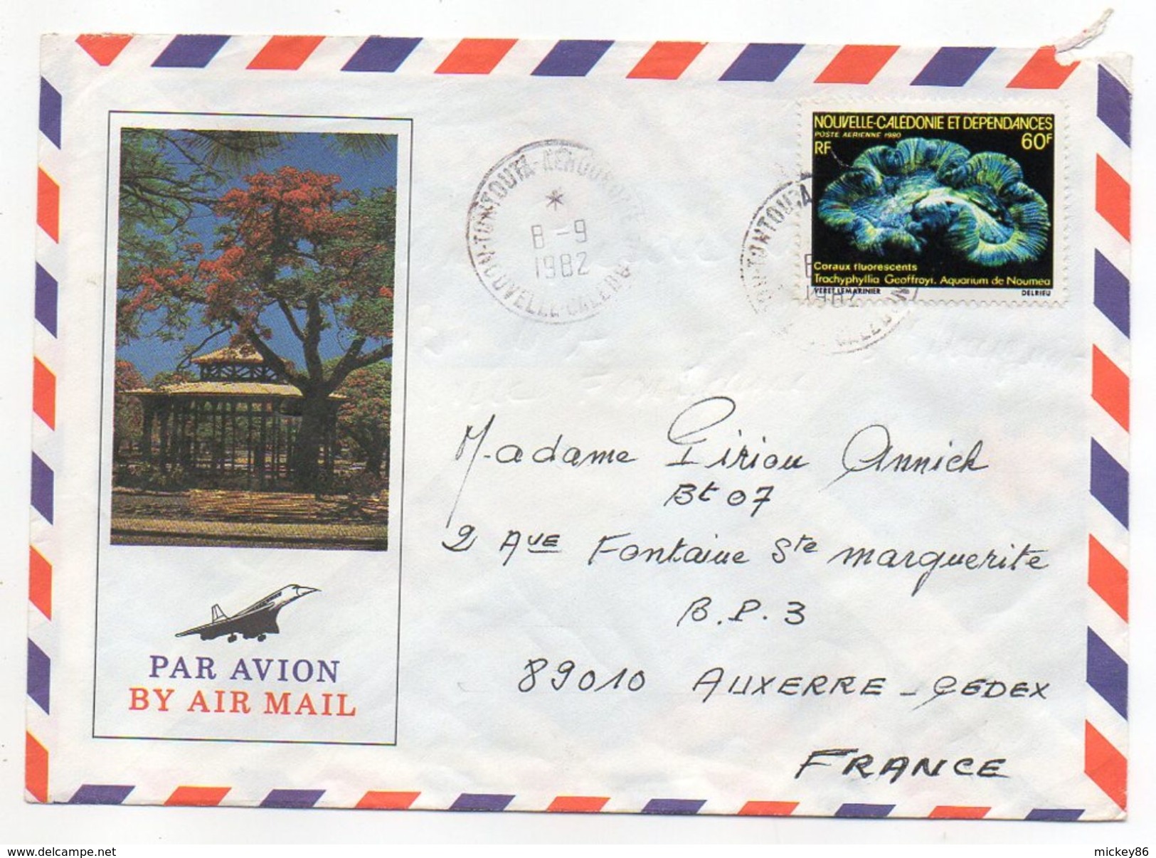 Nlle Calédonie--1982--Lettre Pour Auxerre-89--tp"coraux Fluorescents" Seul Sur Enveloppe Illustrée Recto-verso - Briefe U. Dokumente