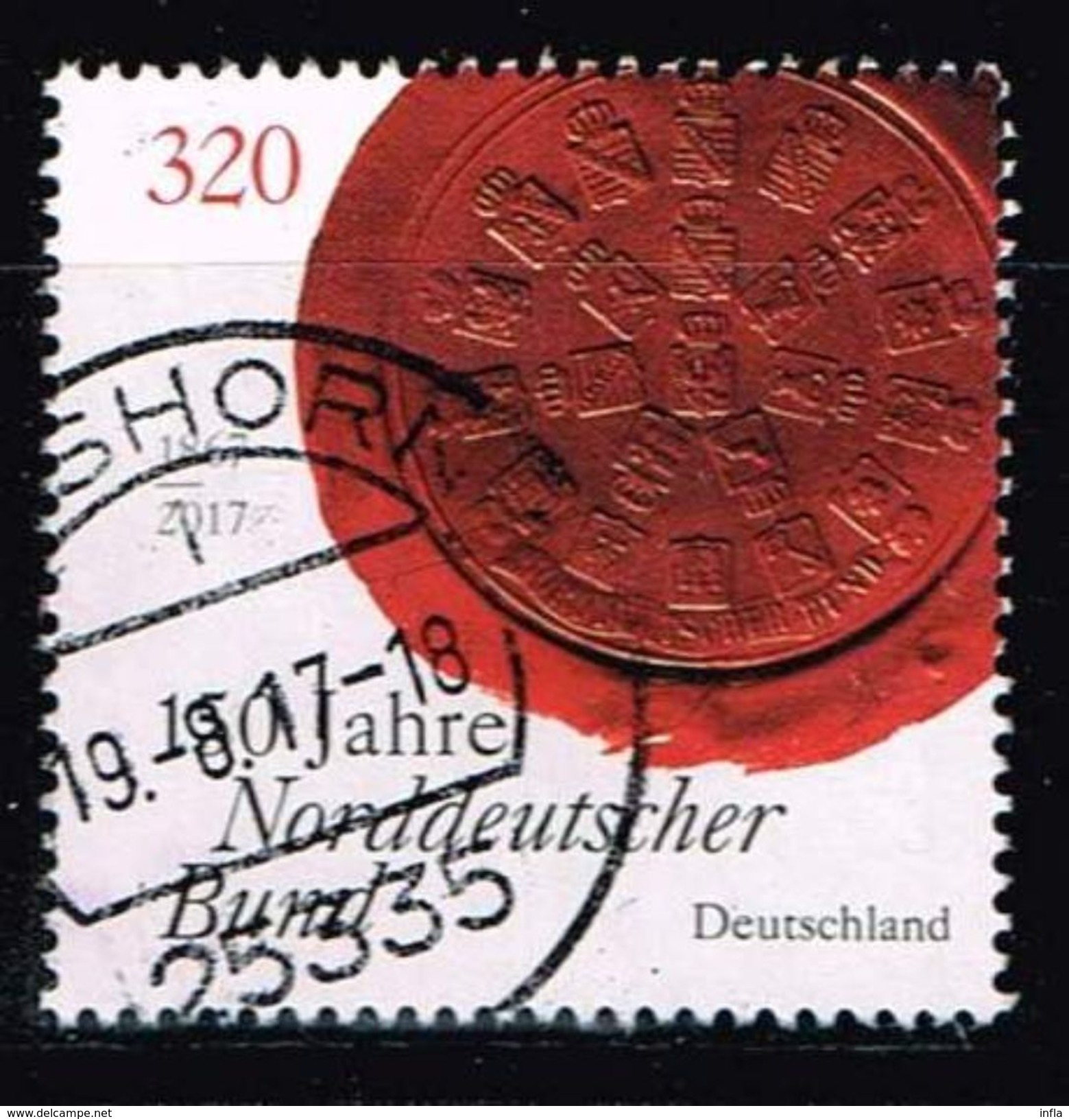 Bund 2017, Michel# 3321 O 150 Jahre Norddeutscher Bund - Gebraucht